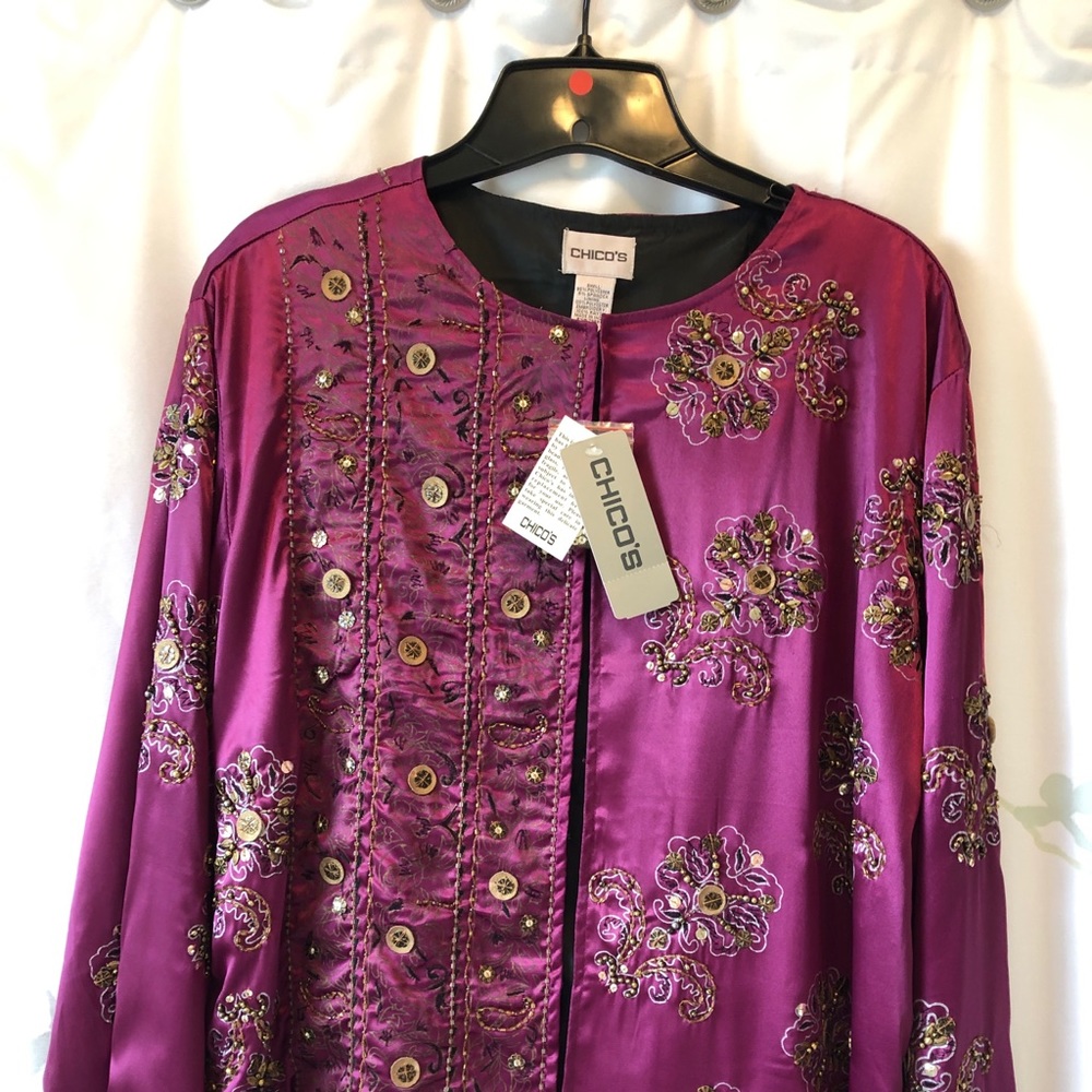 NWT Chico’s Royal Glam Ratune Jacket Fuschia 3